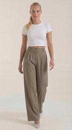 Pantalón de oficina para mujer con pierna ancha fluida - Foto 8