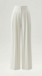 Pantalón de crepé marfil para mujer con pliegues marcados - Foto 5