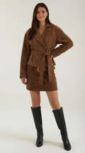 Chaqueta cruzada con cinturón para mujer, suave y ligera - Foto 1