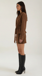 Chaqueta cruzada con cinturón para mujer, suave y ligera - Foto 2