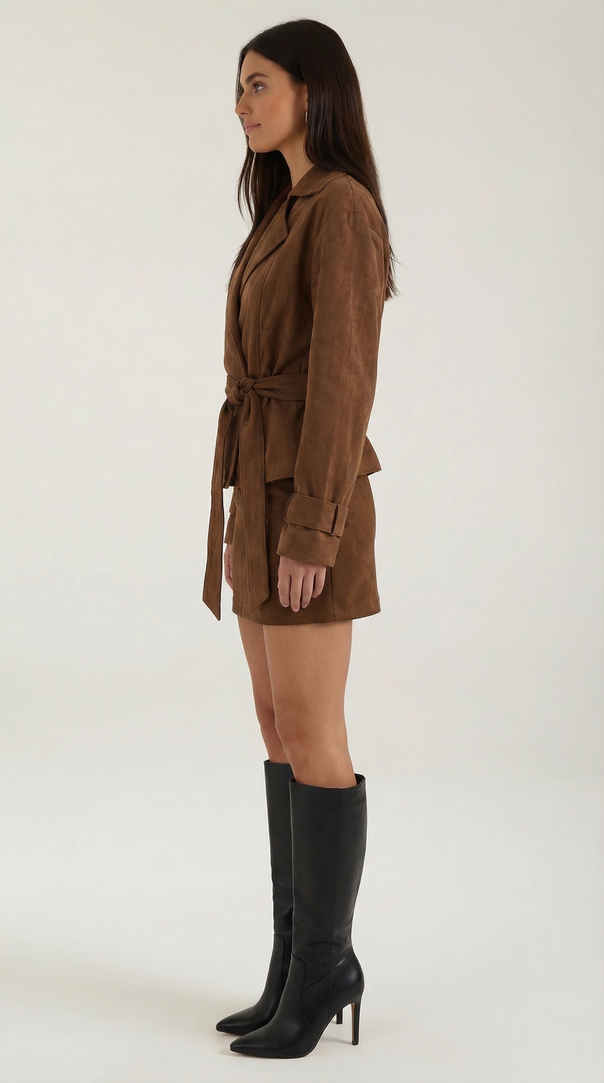 Chaqueta cruzada con cinturón para mujer, suave y ligera - Foto 2