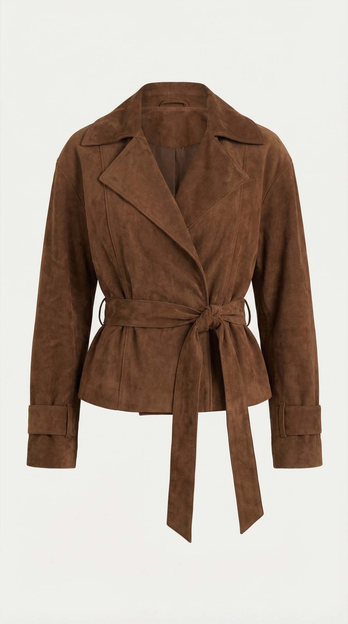 Chaqueta cruzada con cinturón para mujer, suave y ligera - Foto 5
