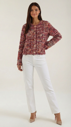 Chaqueta corta de punto bouclé para mujer, botones dorados - Foto 1