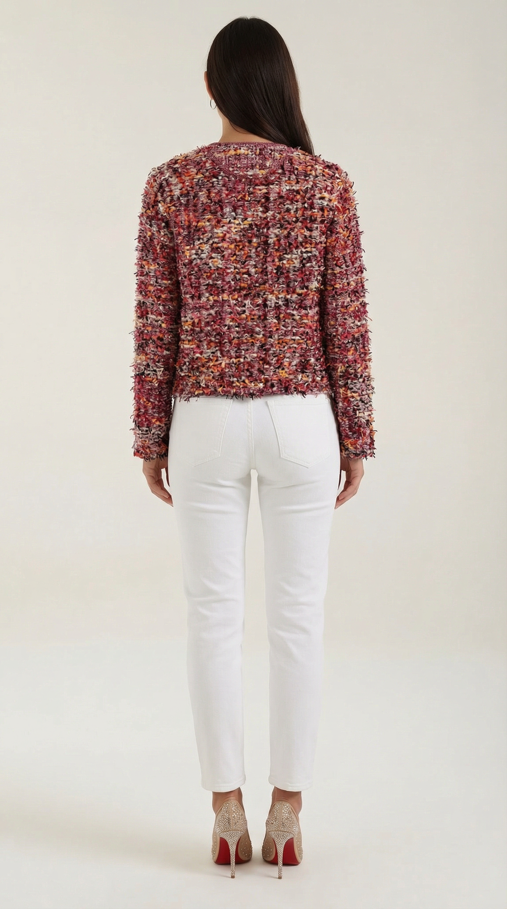 Chaqueta corta de punto bouclé para mujer, botones dorados - Foto 4