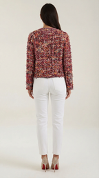 Chaqueta corta de punto bouclé para mujer, botones dorados - Foto 4