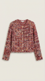 Chaqueta corta de punto bouclé para mujer, botones dorados - Foto 5