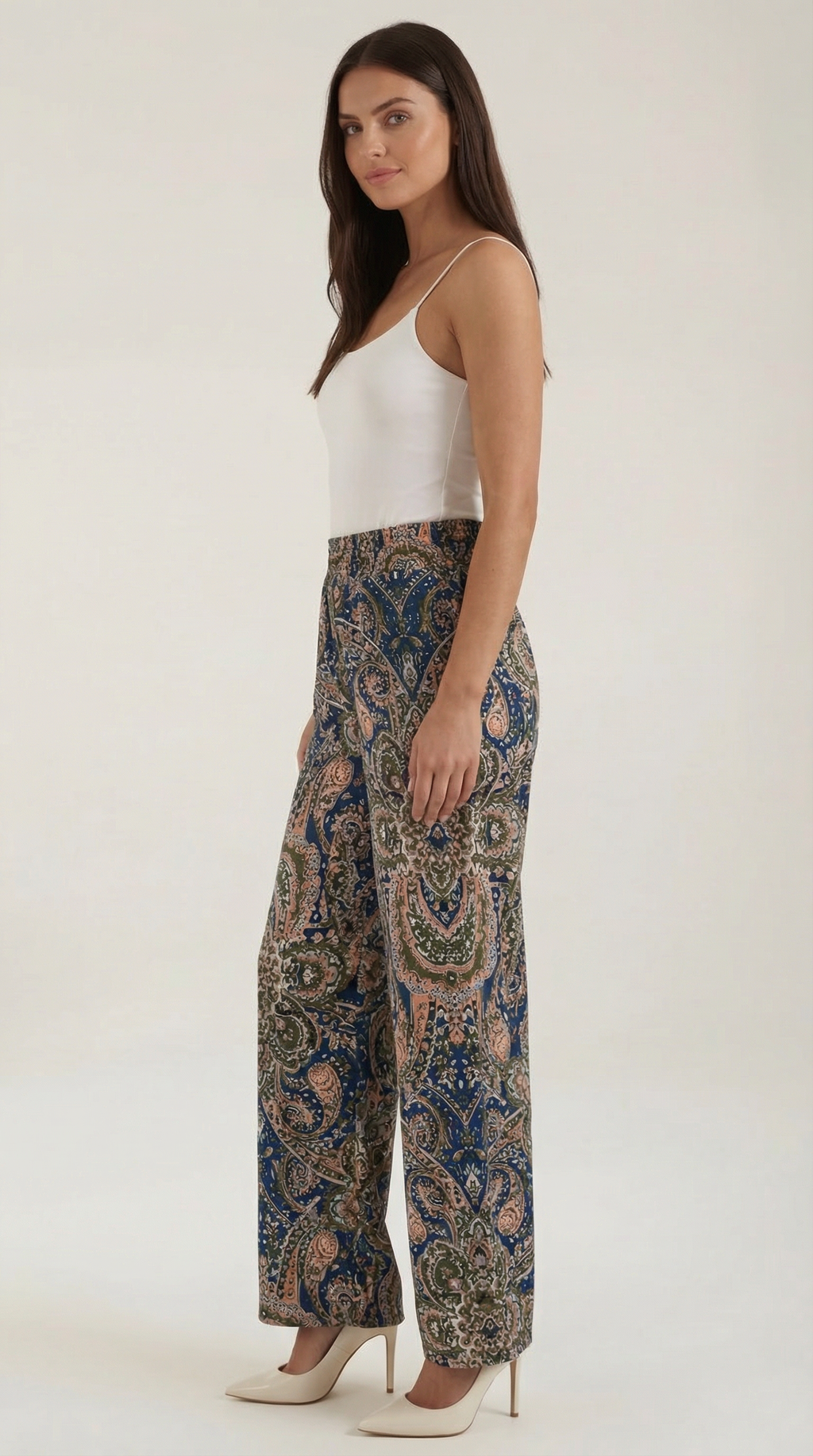 Pantalón fluido de mujer con estampado de cachemir - Foto 2
