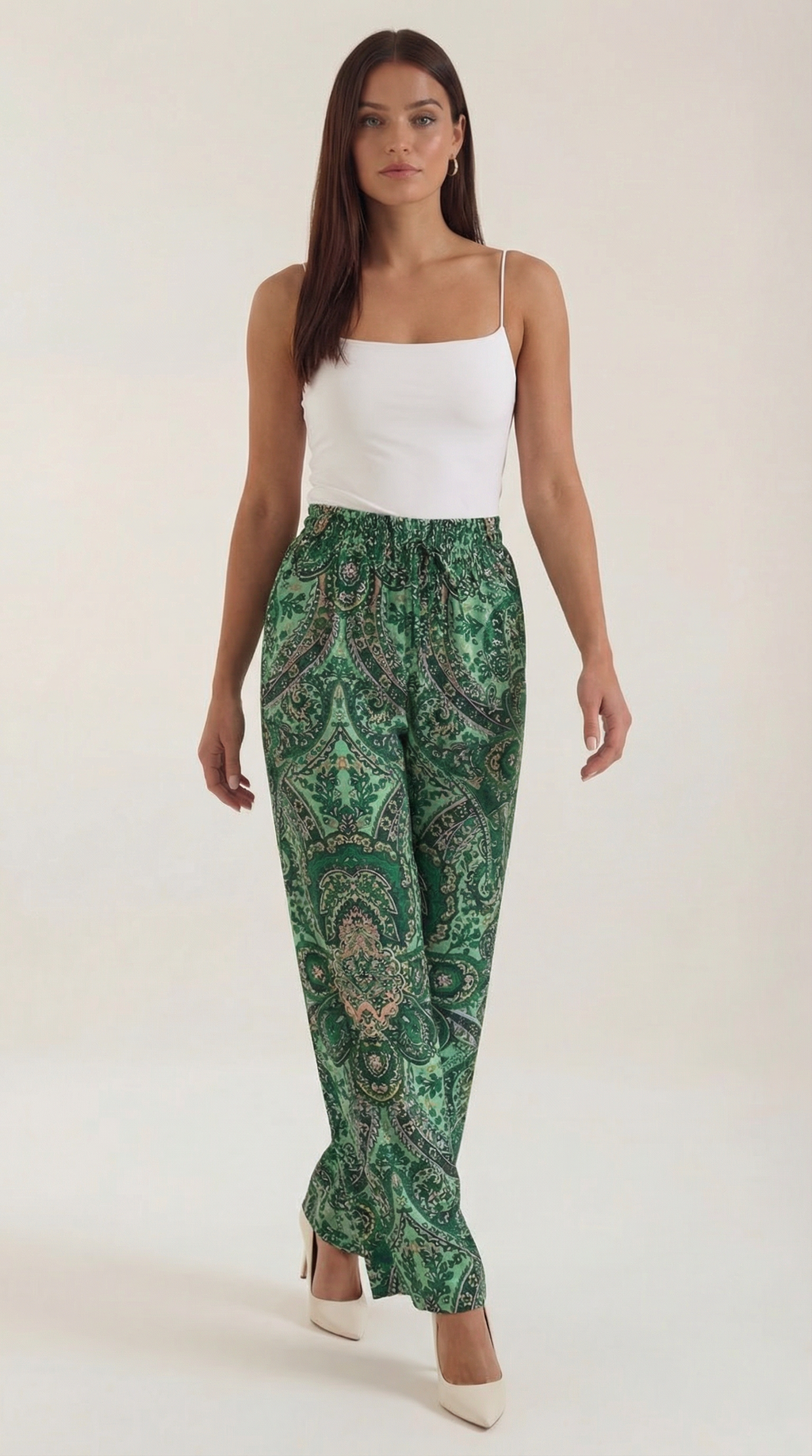 Pantalón fluido de mujer con estampado de cachemir - Foto 3