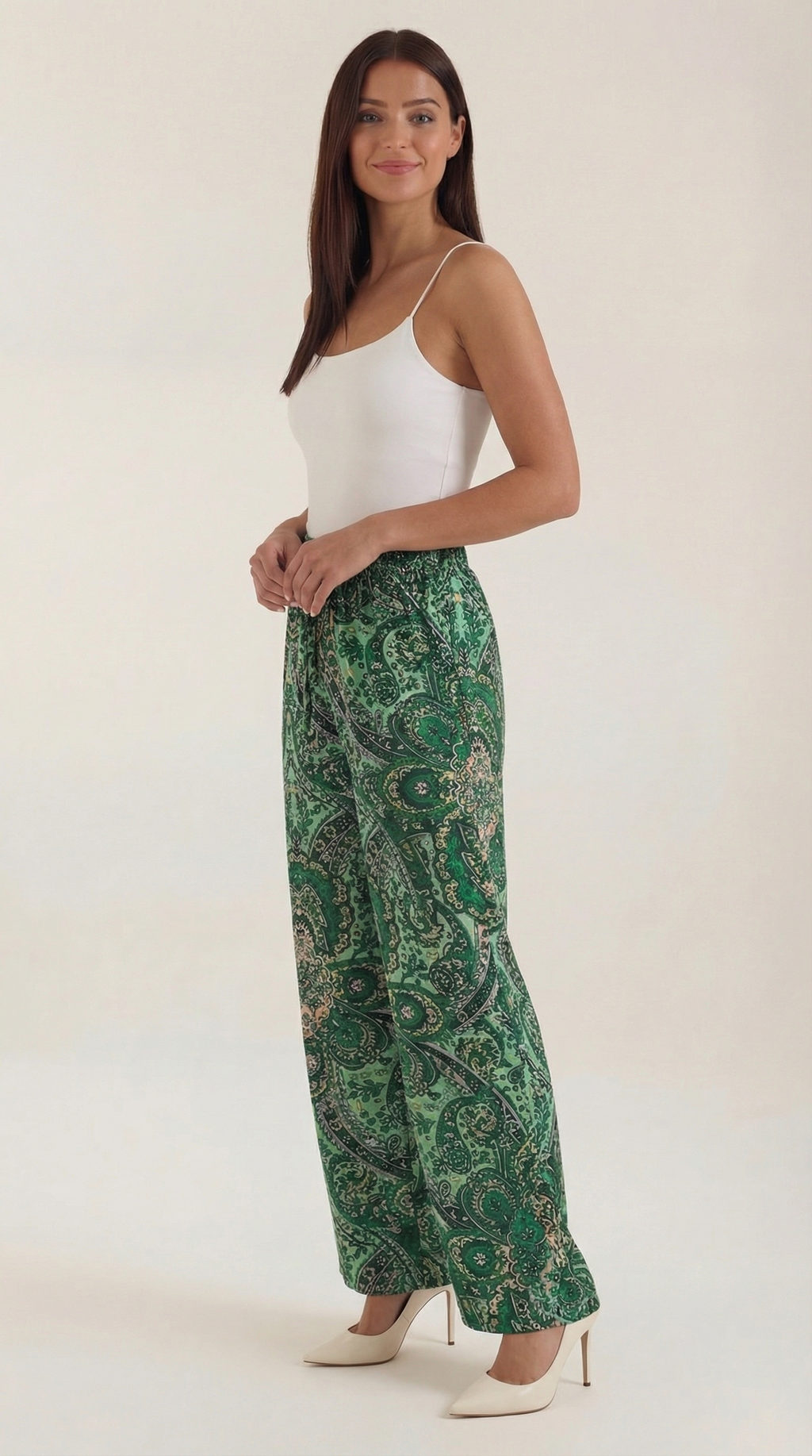 Pantalón fluido de mujer con estampado de cachemir - Foto 4