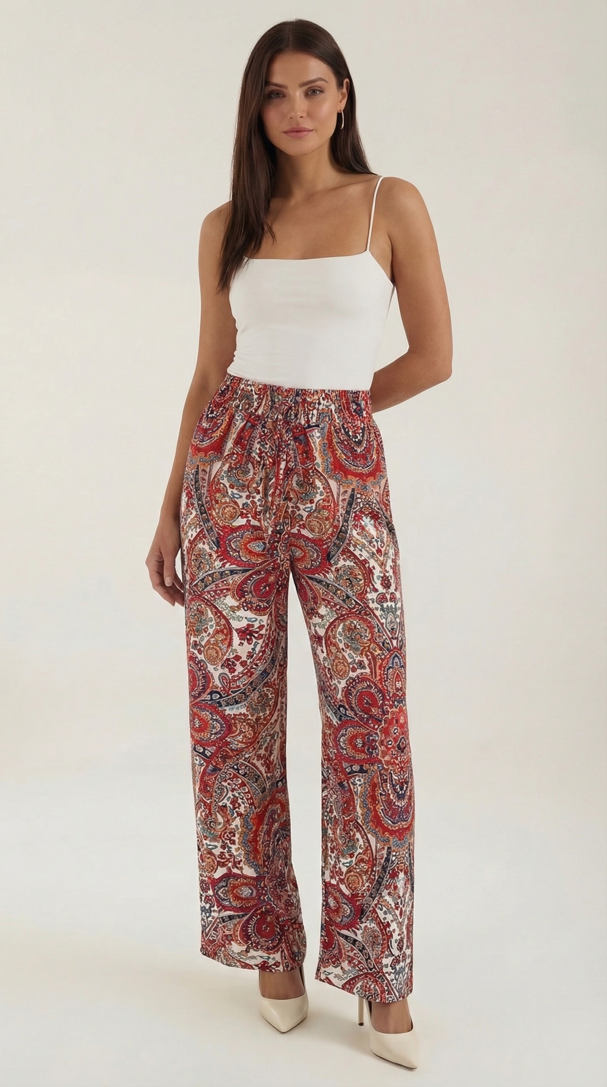 Pantalón fluido de mujer con estampado de cachemir - Foto 5