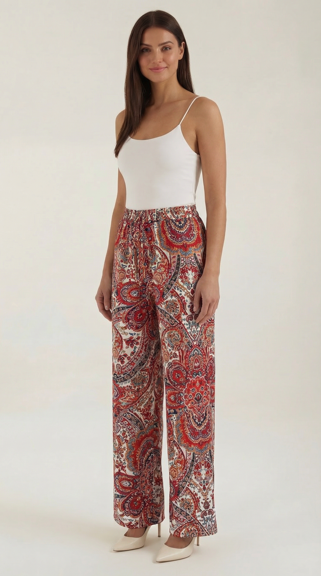 Pantalón fluido de mujer con estampado de cachemir - Foto 6