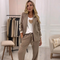 Conjunto de blazer y pantalón ancho con rayas laterales - Foto 1