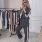 Conjunto de blazer y pantalón ancho con rayas laterales - Foto 8