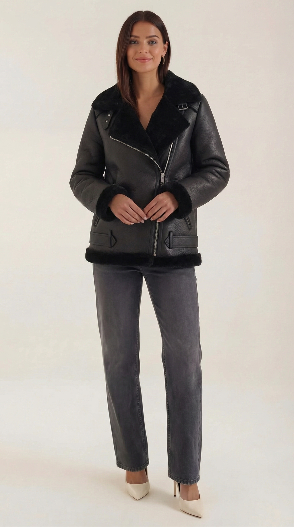 Chaqueta de forro polar con cinturón para mujer, cálida - Foto 1