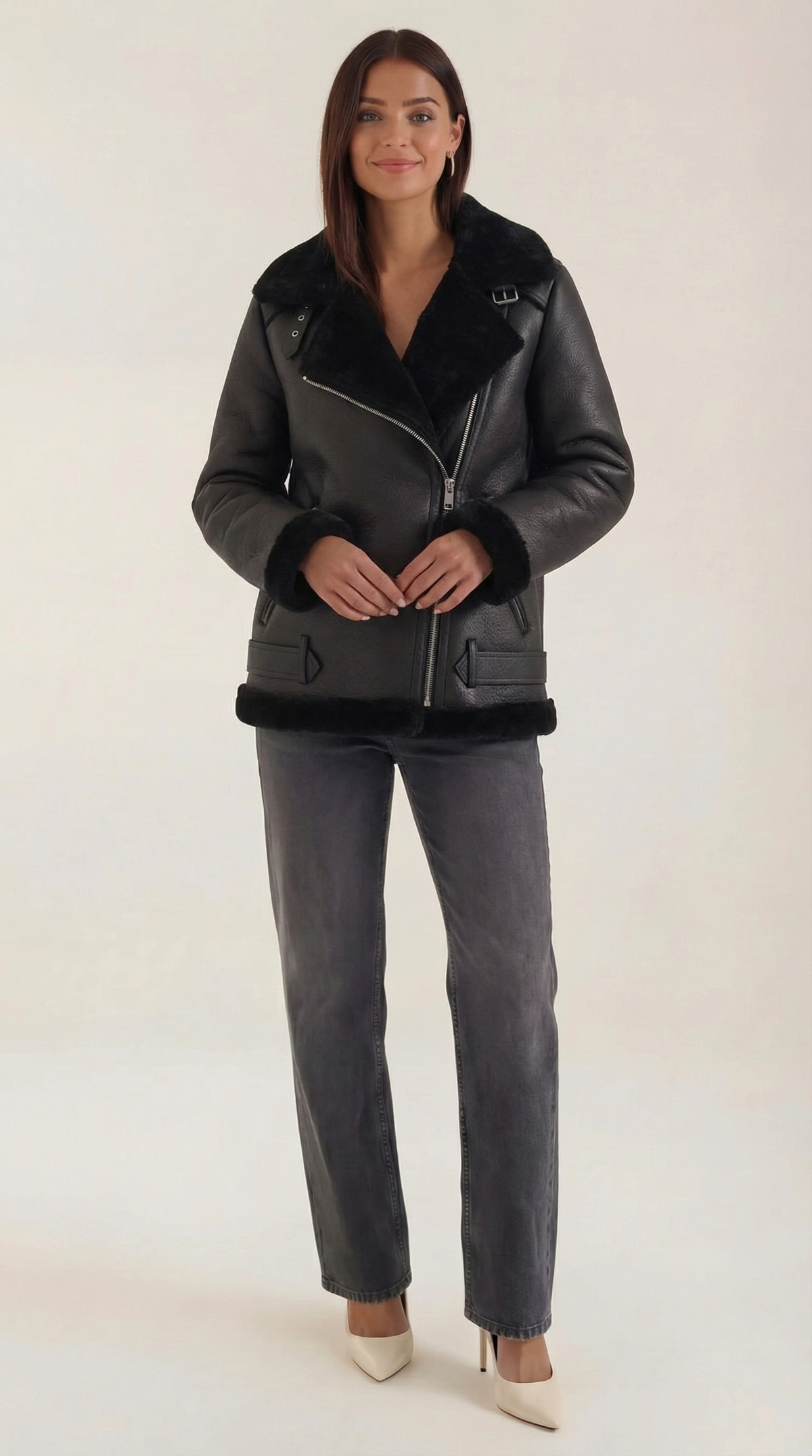 Chaqueta de forro polar con cinturón para mujer, cálida - Foto 1