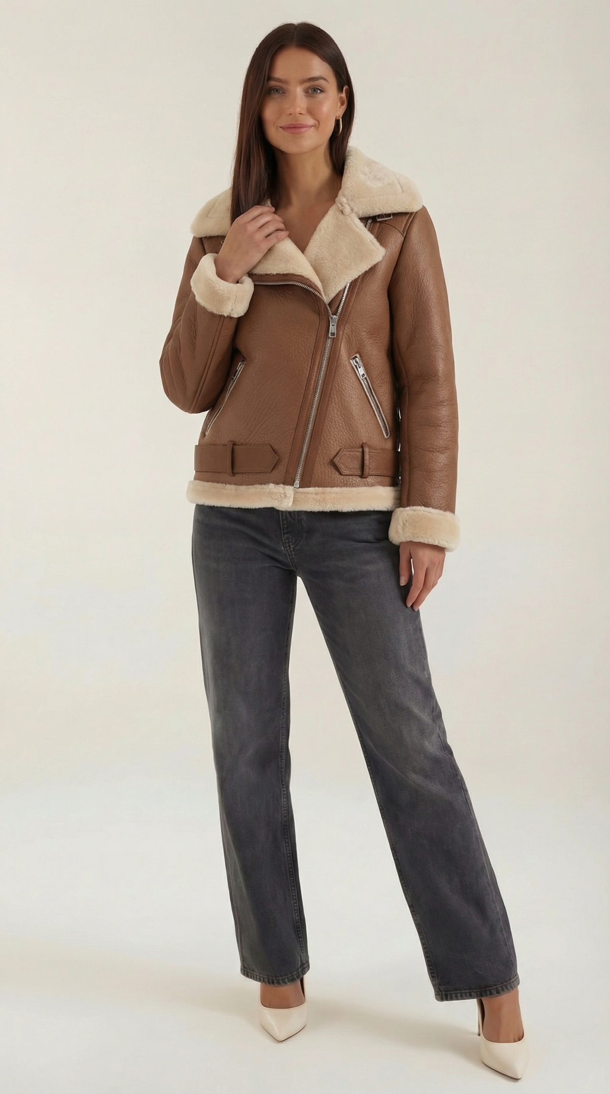 Chaqueta de forro polar con cinturón para mujer, cálida - Foto 5