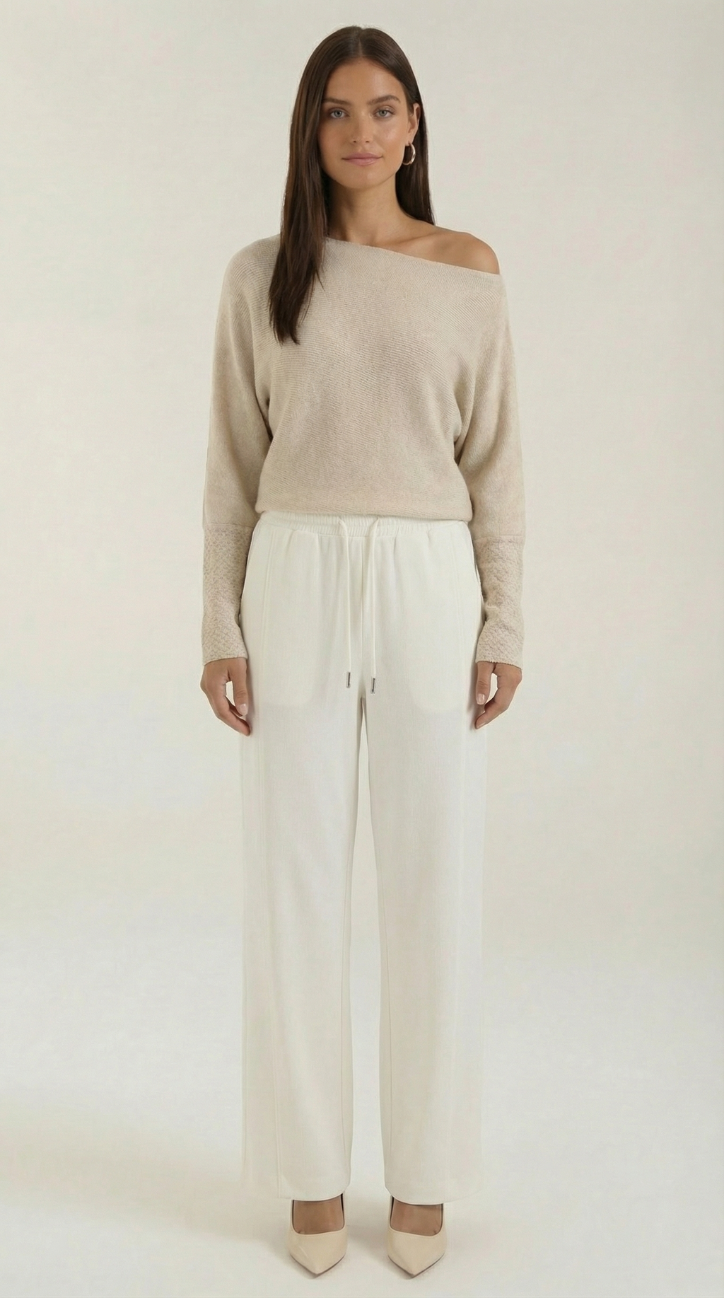 Pantalón ancho de mujer con cordón en la cintura, cómodo - Foto 1