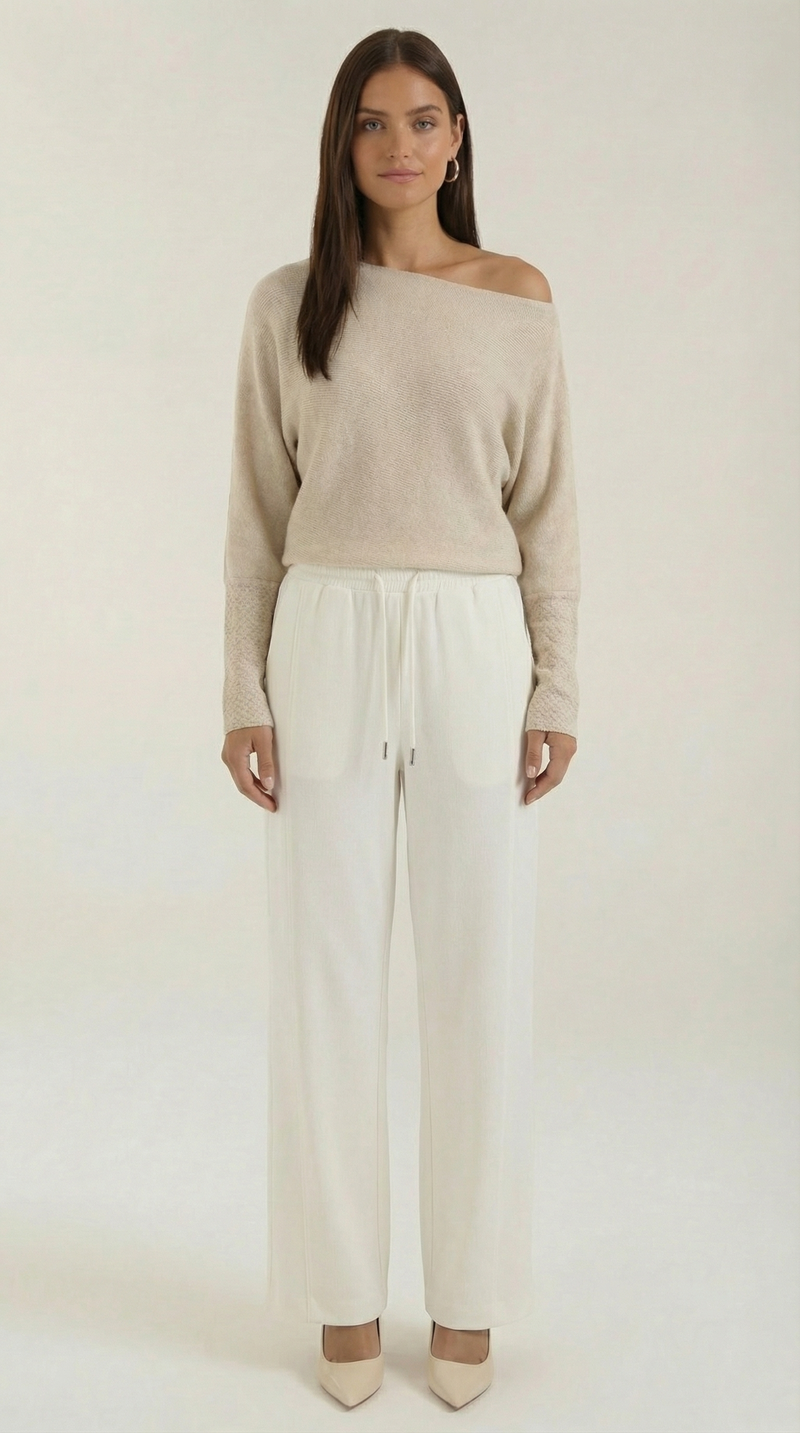 Pantalón ancho de mujer con cordón en la cintura, cómodo - Foto 1