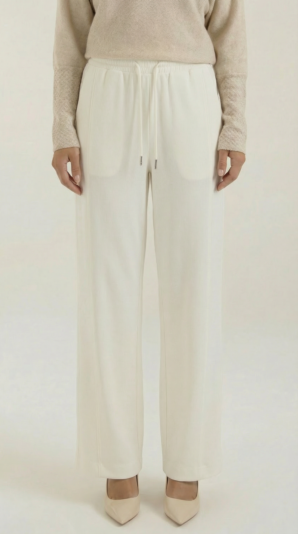 Pantalón ancho de mujer con cordón en la cintura, cómodo - Foto 3