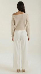 Pantalón ancho de mujer con cordón en la cintura, cómodo - Foto 4