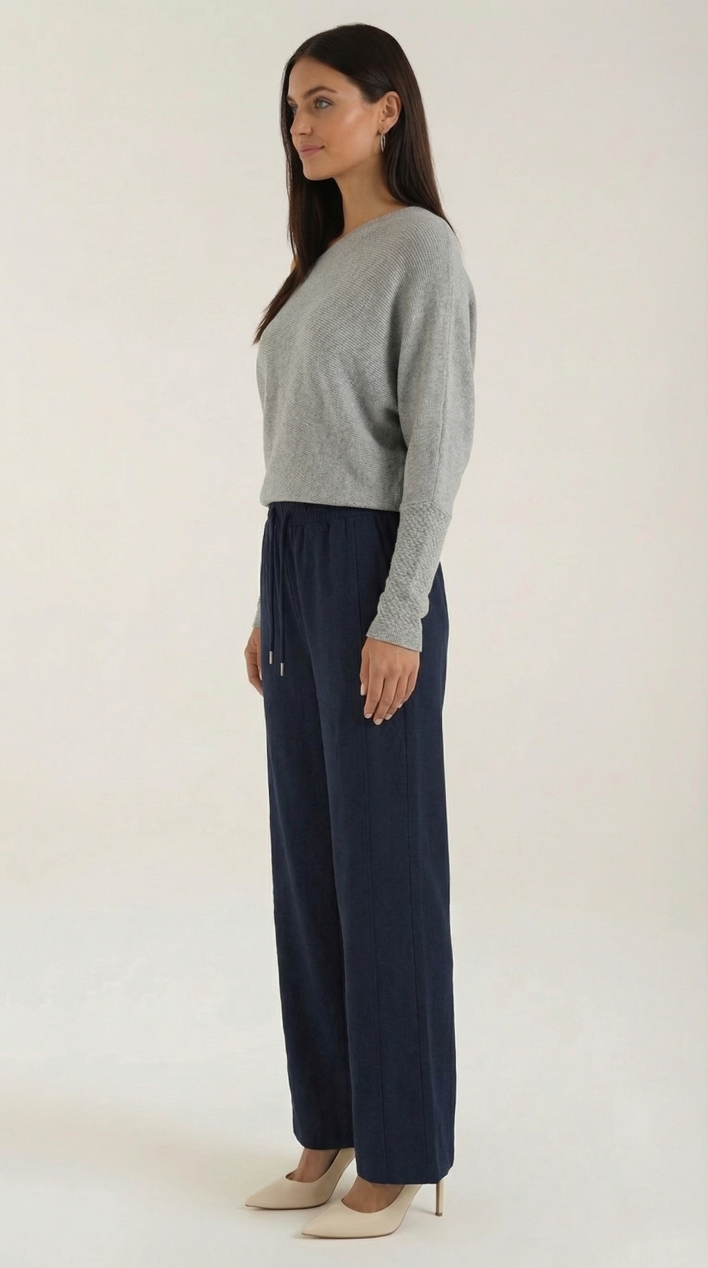 Pantalón ancho de mujer con cordón en la cintura, cómodo - Foto 6