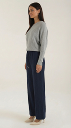 Pantalón ancho de mujer con cordón en la cintura, cómodo - Foto 6