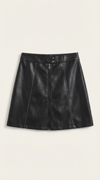 Minifalda de piel vegana negra para mujer, tallas XL-5XL - Foto 5
