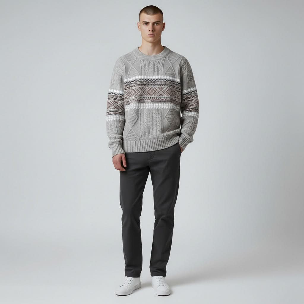 Jersey nórdico para hombre de punto grueso, cálido y suave - Foto 6