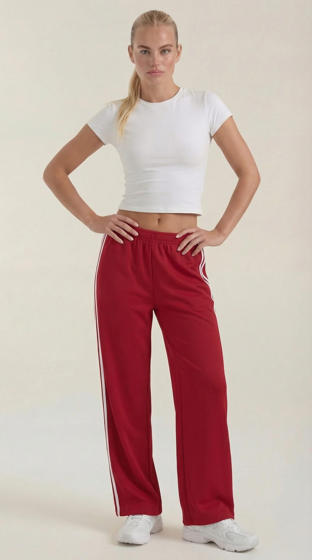 Pantalón deportivo ancho de mujer con franjas laterales - Foto 3