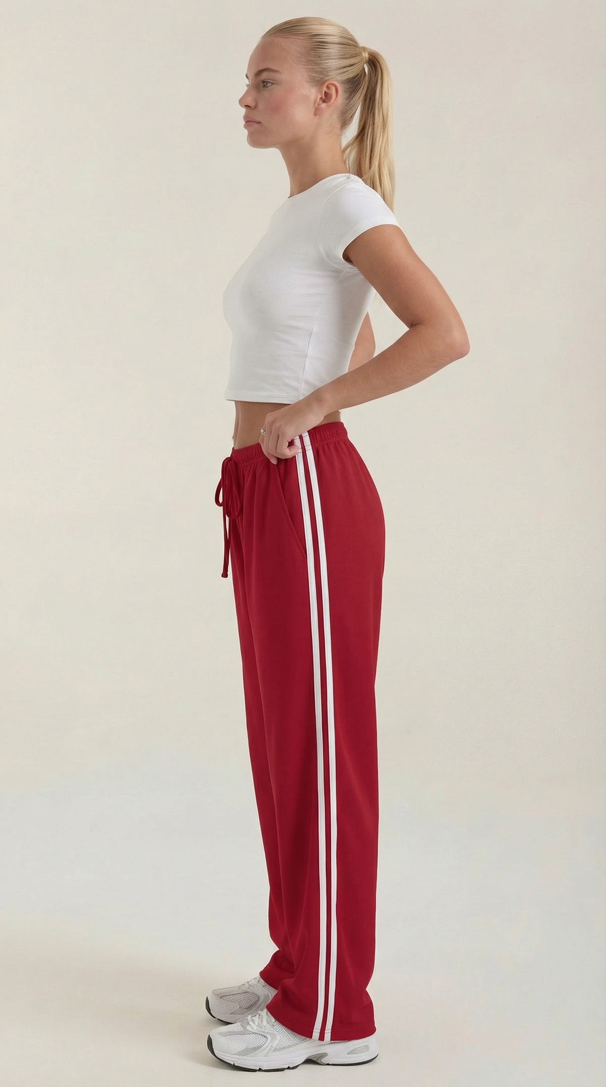 Pantalón deportivo ancho de mujer con franjas laterales - Foto 4