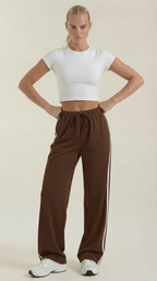Pantalón deportivo ancho de mujer con franjas laterales - Foto 5