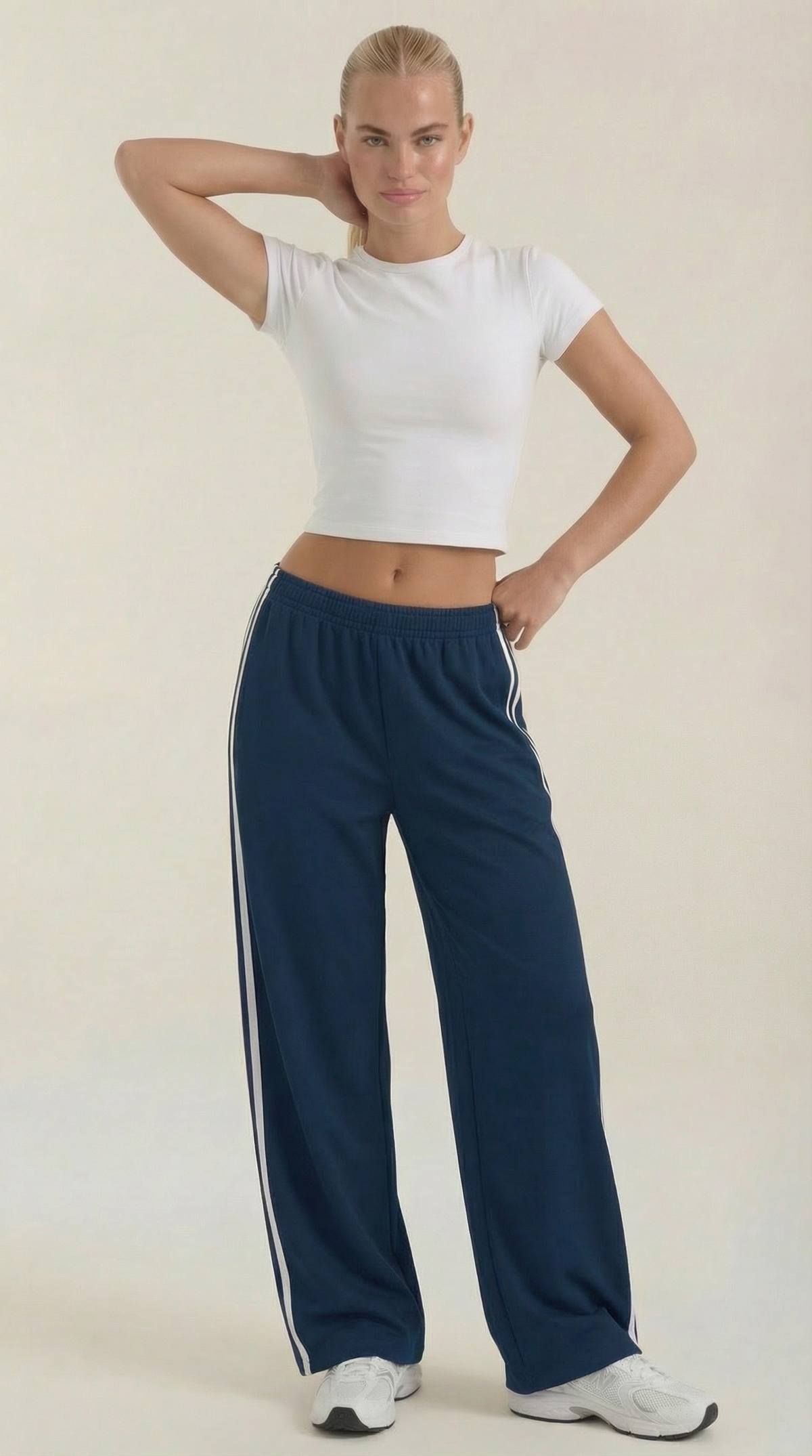 Pantalón deportivo ancho de mujer con franjas laterales - Foto 7