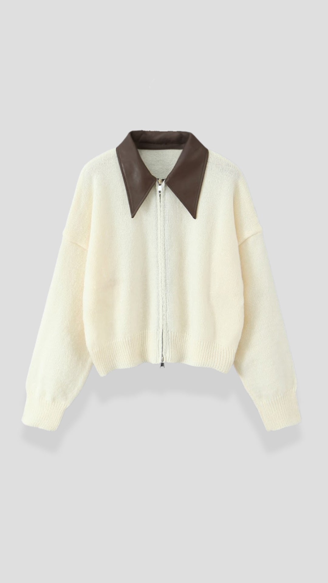 Chaqueta de punto corta para mujer con cuello en contraste - Foto 10