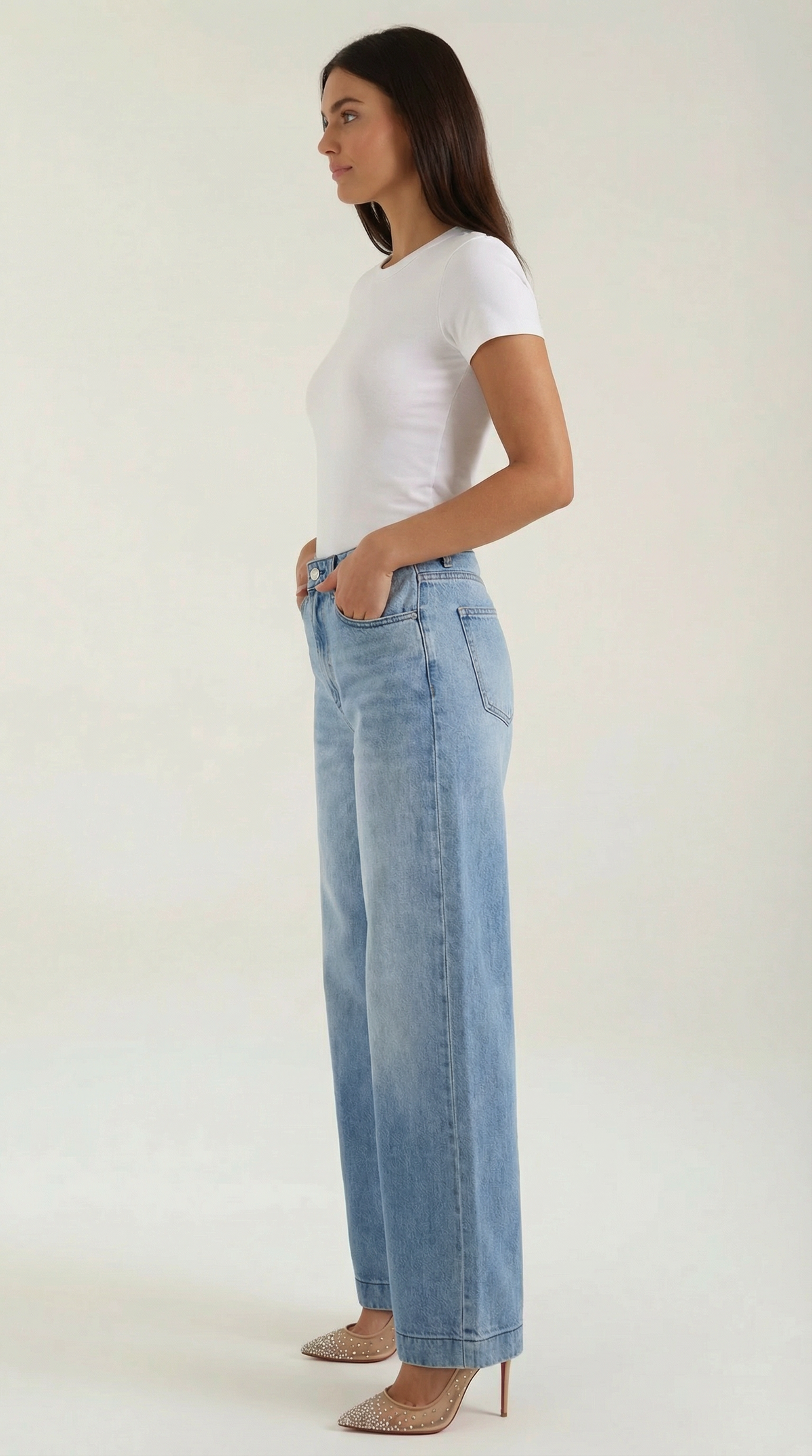 Vaqueros baggy de tiro alto para mujer, lavado vintage - Foto 2