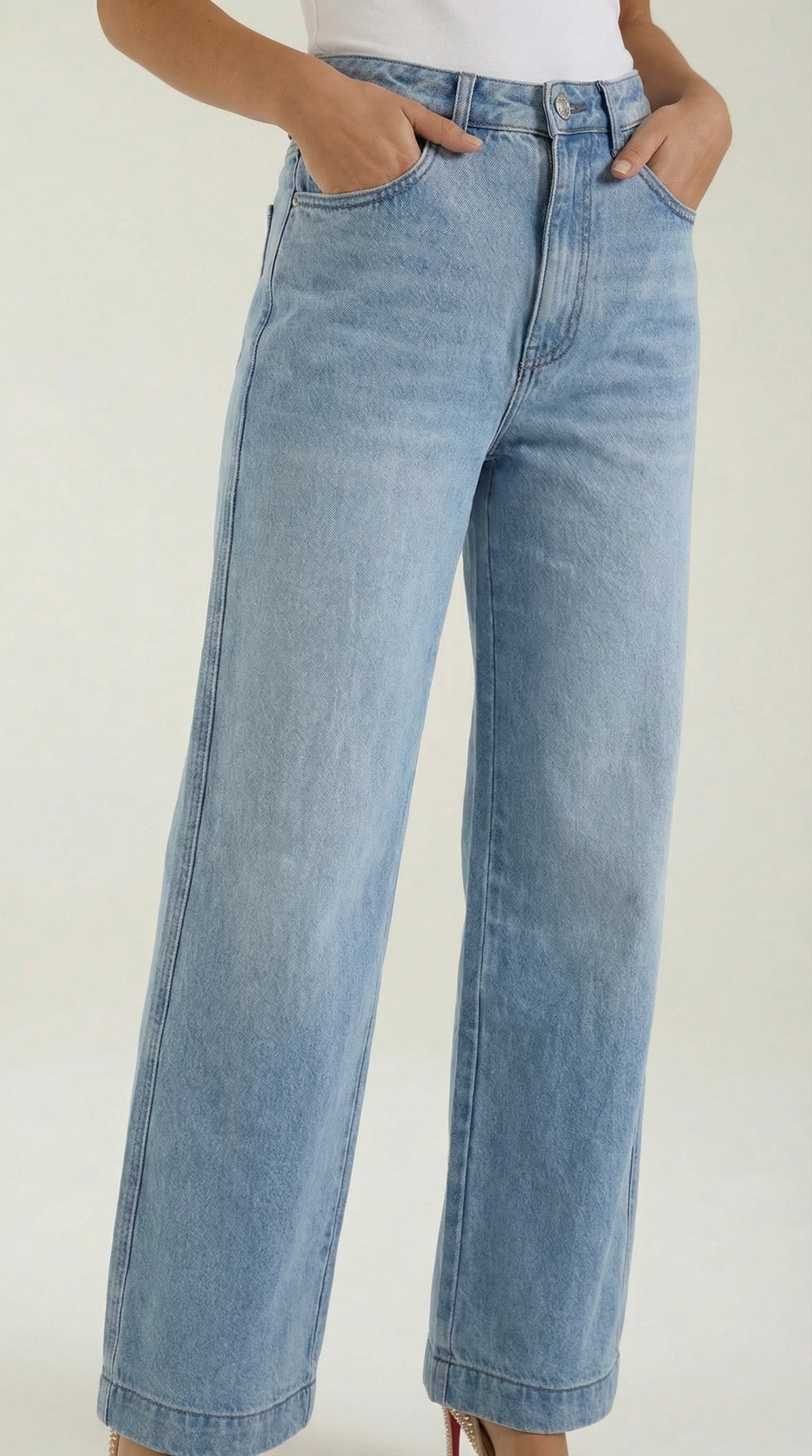 Vaqueros baggy de tiro alto para mujer, lavado vintage - Foto 3